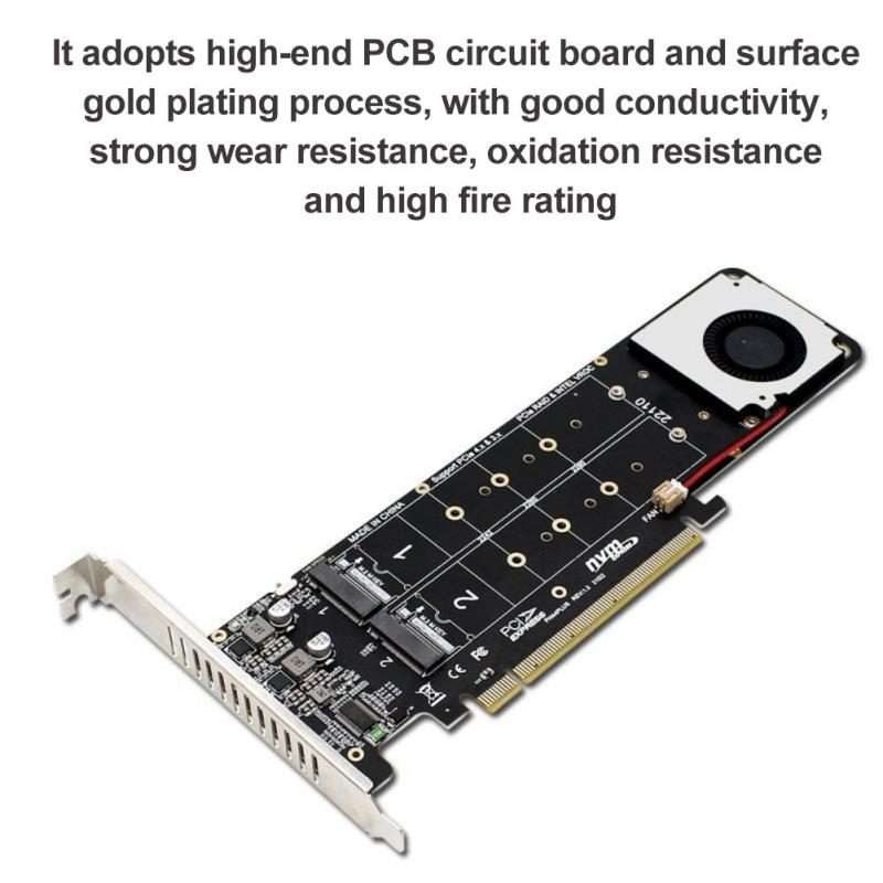 PCI-E X16 to M.2 M-key NVME X4 SSD RAID Array Expansion Adapter Support 2242/2260/2 ... (PH44Plus)