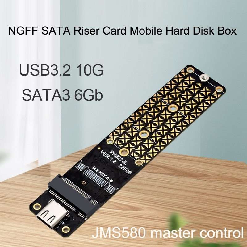 NGFF M.2 Bkey SATA Hard Disk SSD To USB3.1 Type-C / USB-C Expansion Card Conversion Board(Black)