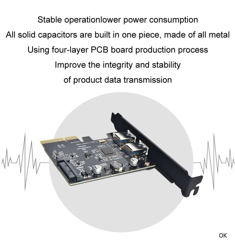 USB3.2 Expansion Card GEN2 Type-A Port ASMedia ASM3142 Transfer 10Gbps(Black)