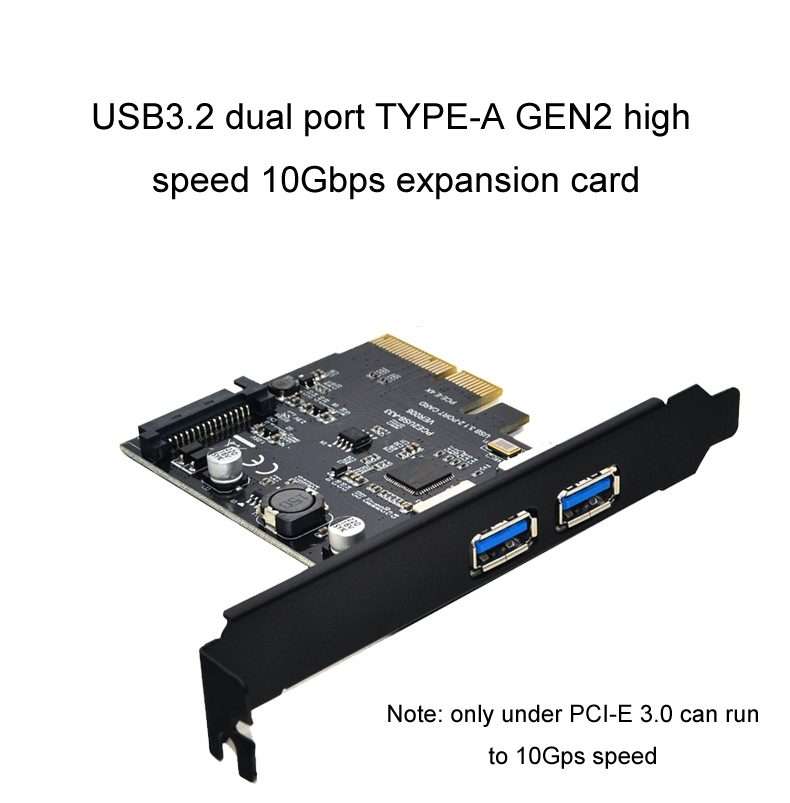 USB3.2 Expansion Card GEN2 Type-A Port ASMedia ASM3142 Transfer 10Gbps(Black)