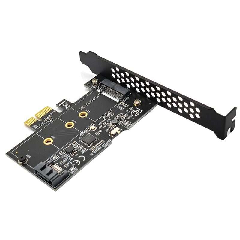 PCI-E to SATA3.0+M2 NGFF Expansion Card 6G Hard Disk Transfer Card(Black)