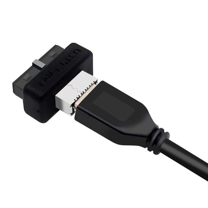2pcs Mainboard USB3 19P/20P to TYPE-E Adapter Chassis Front TYPE-C/USB-C Plug Port(Black)