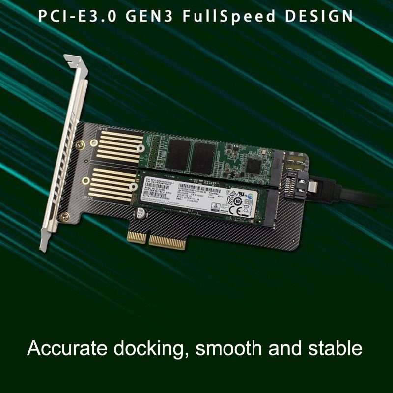 M.2 NVME NGFF SSD To PCIE SATA Dual Disk Conversion Expansion Card Supports MKEY BKEY ... (Black)