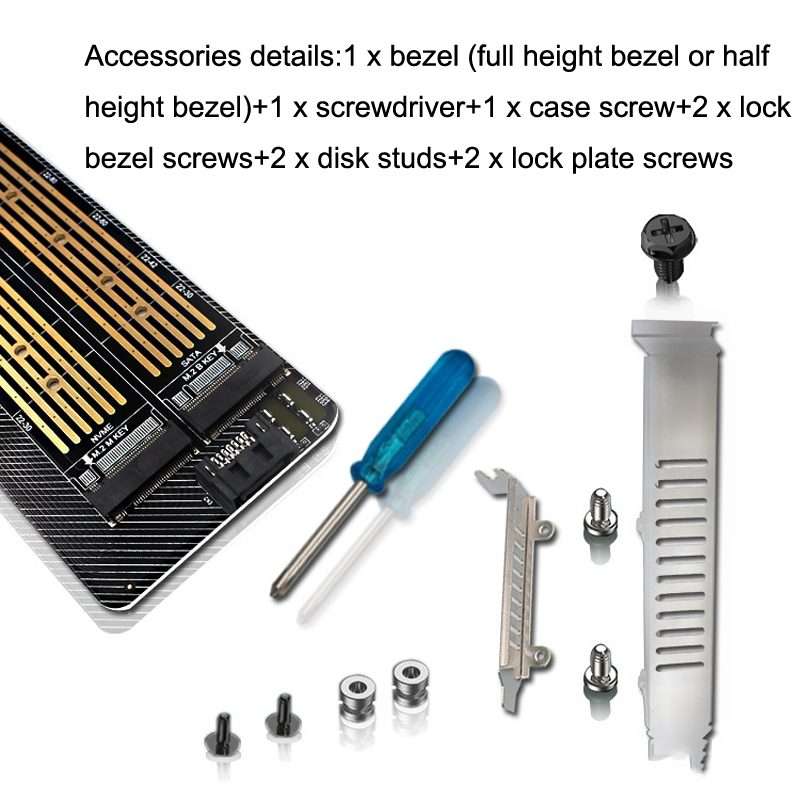 M.2 NVME NGFF SSD To PCIE SATA Dual Disk Conversion Expansion Card Supports MKEY BKEY ... (Black)