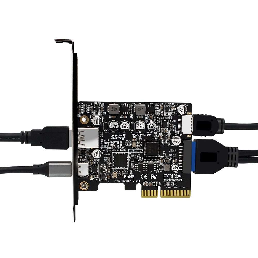 PCIE 3.0 To USB 3.2 Extension Card Type-C Port Front Type-E Expansion Riser Card(PH68)