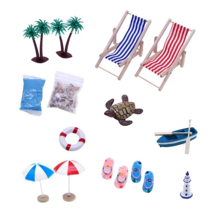 A Style Mini Beach Set Miniature Model Ornament Summer Ocean Simulation Scene Photo Decoration Pro