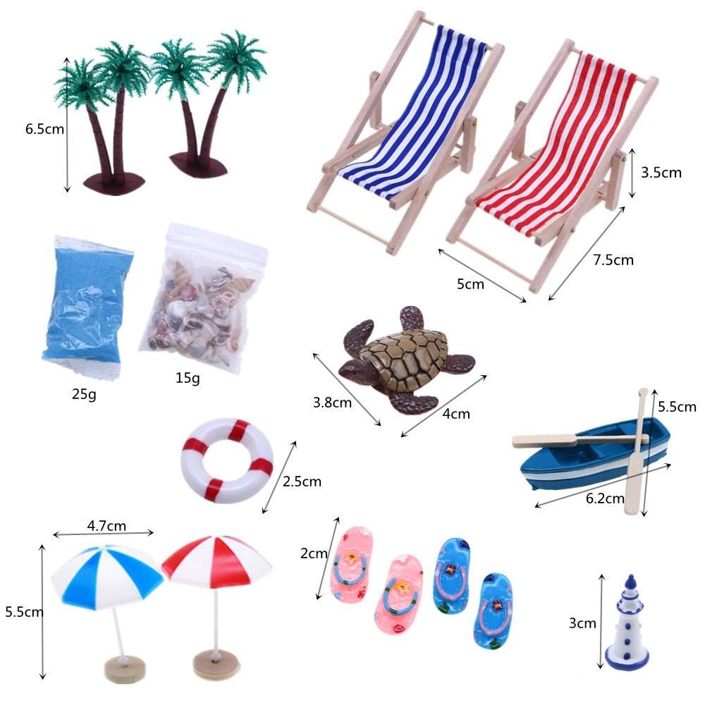 A Style Mini Beach Set Miniature Model Ornament Summer Ocean Simulation Scene Photo Decoration Pro