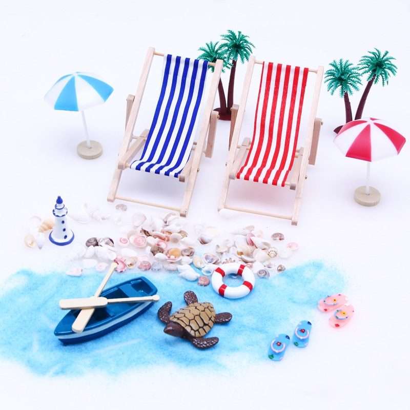 A Style Mini Beach Set Miniature Model Ornament Summer Ocean Simulation Scene Photo Decoration Pro
