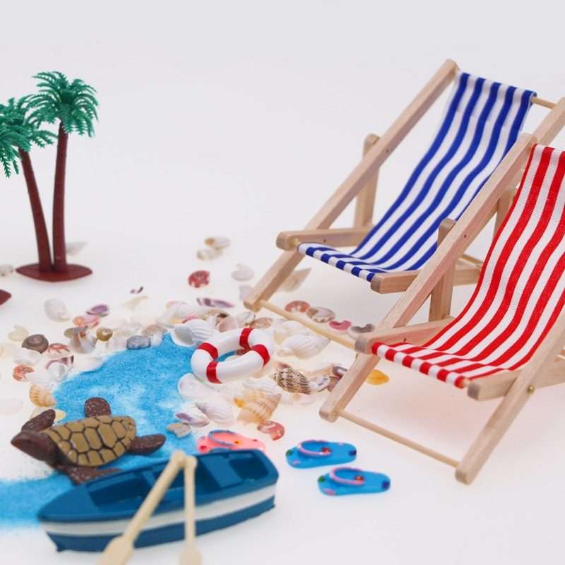 A Style Mini Beach Set Miniature Model Ornament Summer Ocean Simulation Scene Photo Decoration Pro
