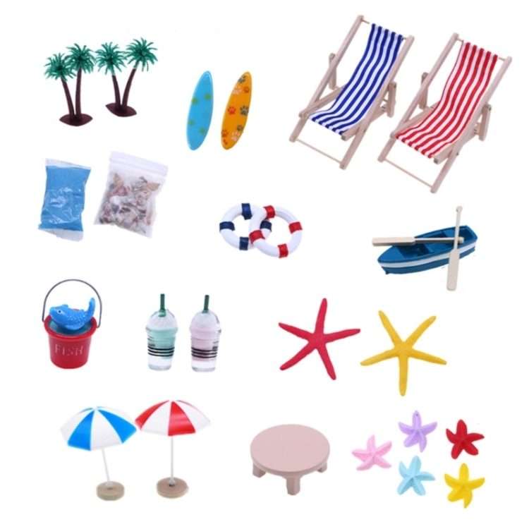 B Style Mini Beach Set Miniature Model Ornament Summer Ocean Simulation Scene Photo Decoration Pro