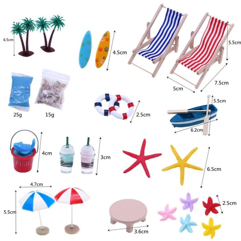 B Style Mini Beach Set Miniature Model Ornament Summer Ocean Simulation Scene Photo Decoration Pro