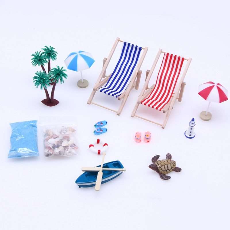 B Style Mini Beach Set Miniature Model Ornament Summer Ocean Simulation Scene Photo Decoration Pro