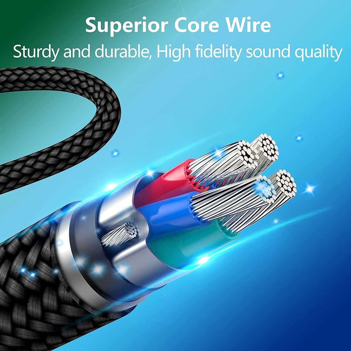 For SteelSeries Arctis 3 5 7 Pro Nylon Weaving Game Headset Cable(Black)