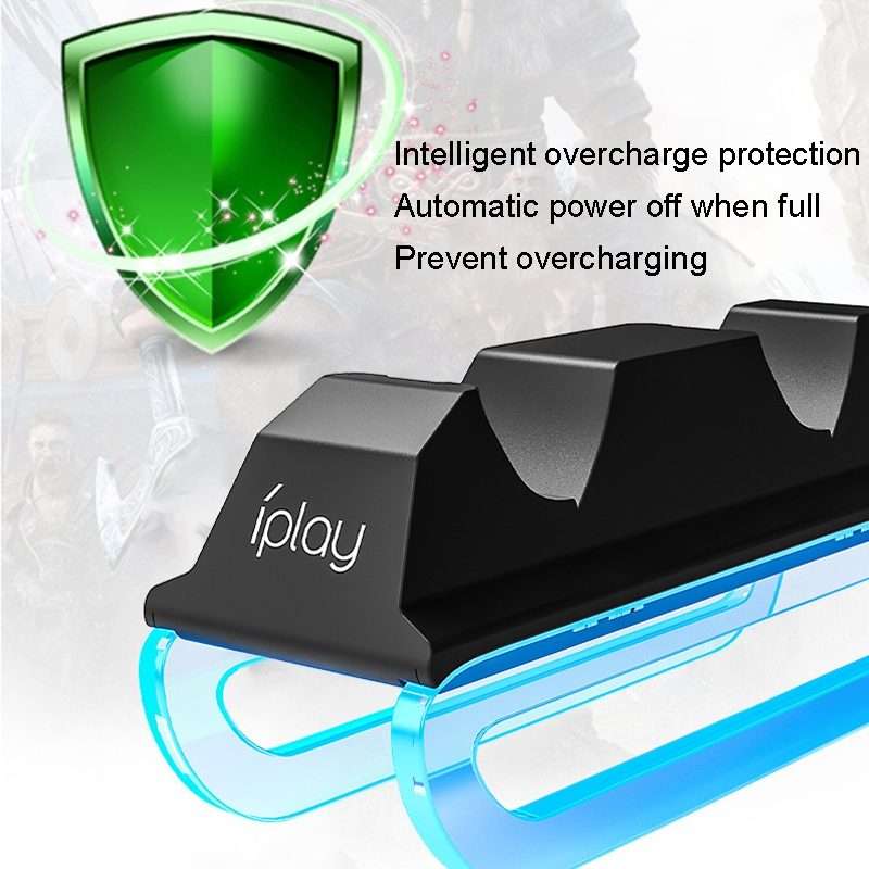 iplay HBP-289 For PS5 Game Handle Dual Seat Charger Touch Point Charging Base(Black)
