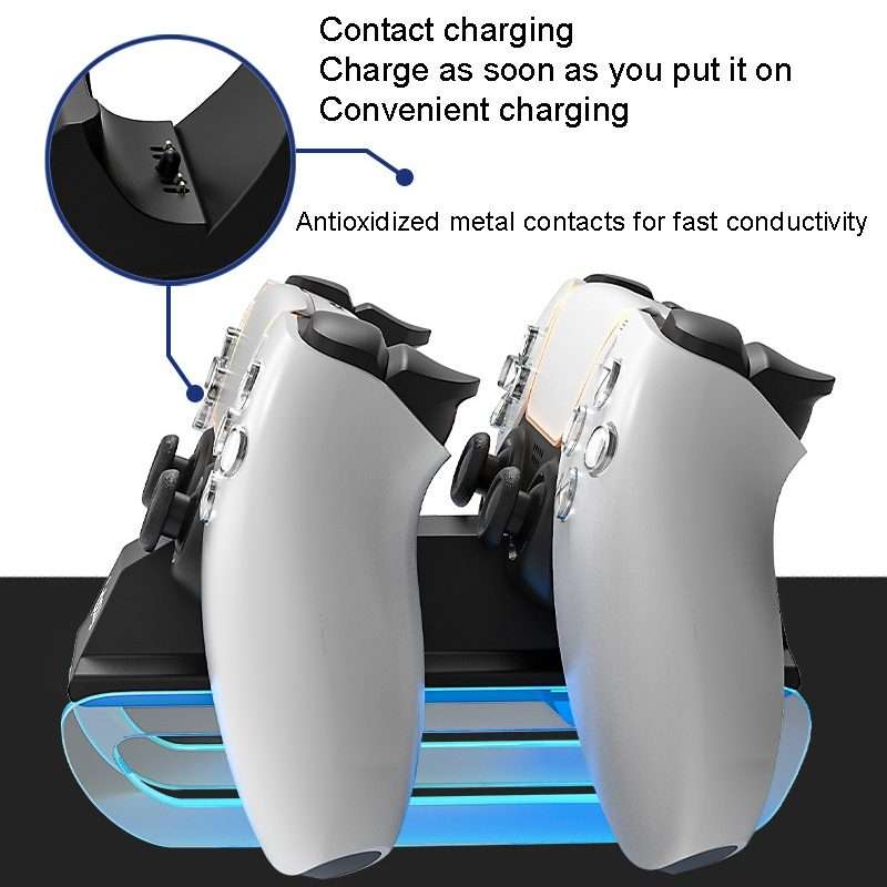iplay HBP-289 For PS5 Game Handle Dual Seat Charger Touch Point Charging Base(Black)