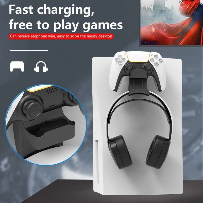 iplay HBP-293 For PS5 Suspension Handle Charging Seat Headphone Storage Hook Game Cons ... (Black)