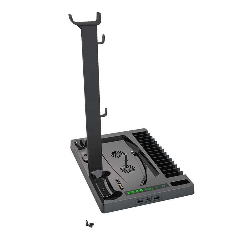 iplay for PS5 Game Console Cooling Fan Base Charging Stand with Disc Holder(Black)