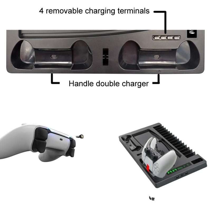 iplay for PS5 Game Console Cooling Fan Base Charging Stand with Disc Holder(Black)