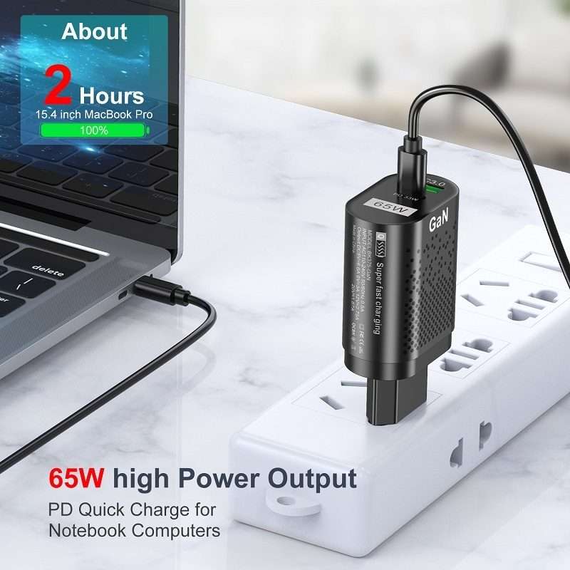 BK375-GaN KR Plug USB+Type-C 65W GaN Mobile Phone Charger PD Fast Charge Computer Adapter, Color: