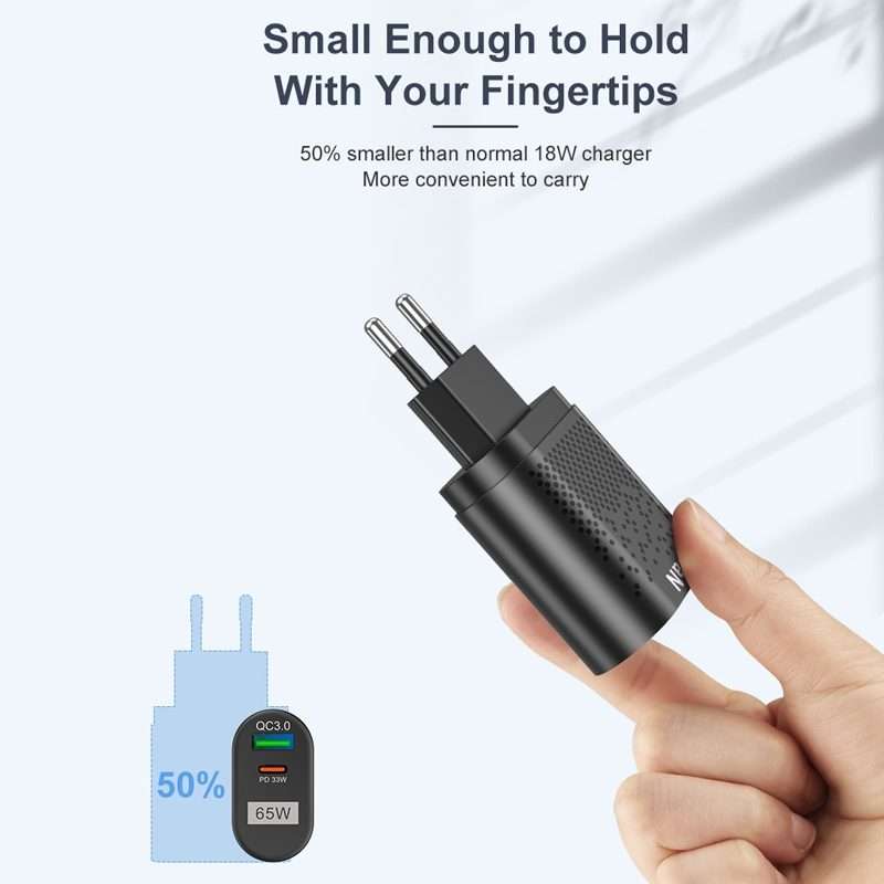 BK375-GaN KR Plug USB+Type-C 65W GaN Mobile Phone Charger PD Fast Charge Computer Adapter, Color: