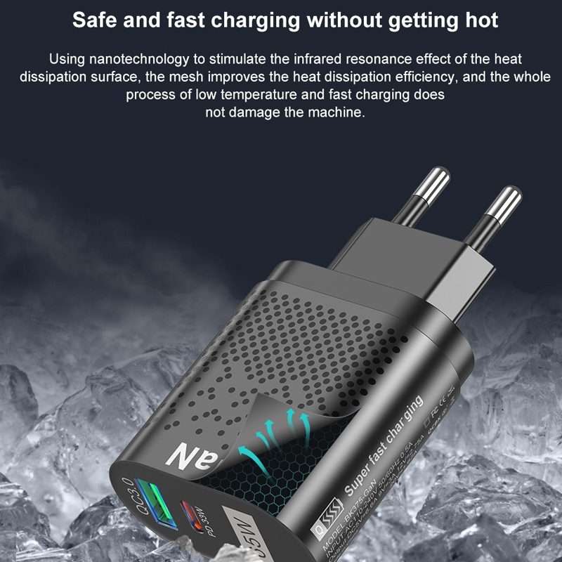BK375-GaN KR Plug USB+Type-C 65W GaN Mobile Phone Charger PD Fast Charge Computer Adapter, Color: