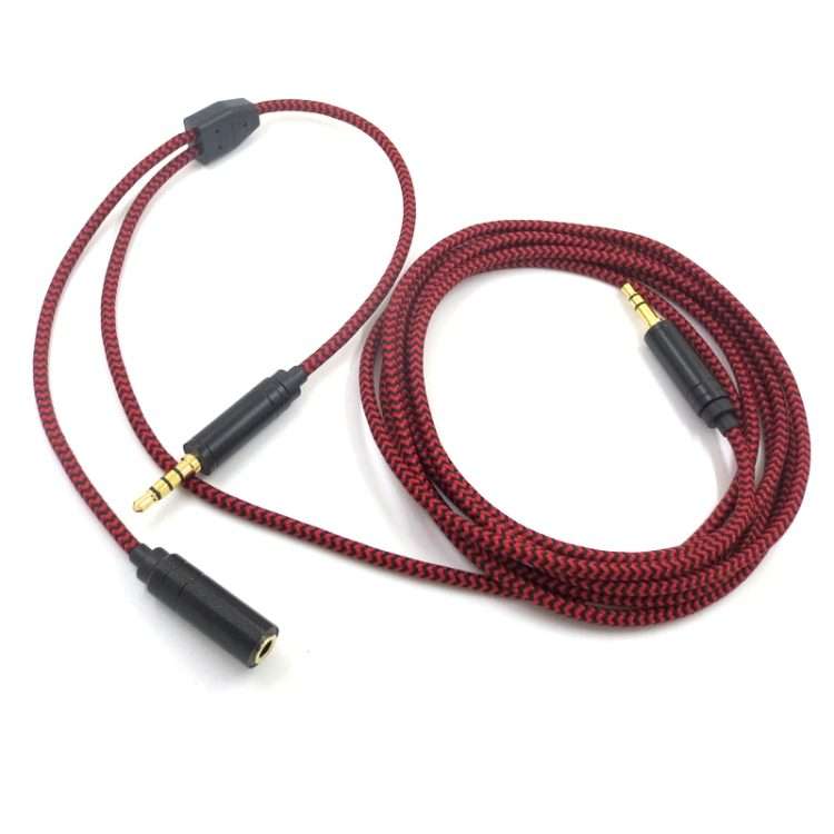 3.5mm Voice Party Live Recording Audio Cable Mobile Game Projection Computer Chat ... (Red Black)