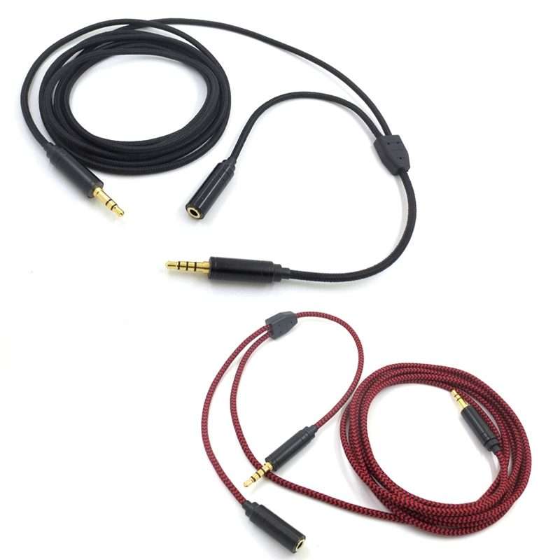 3.5mm Voice Party Live Recording Audio Cable Mobile Game Projection Computer Chat ... (Red Black)
