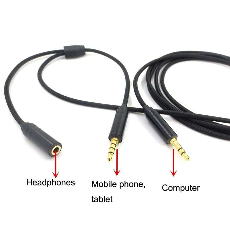 3.5mm Voice Party Live Recording Audio Cable Mobile Game Projection Computer Chat ... (Red Black)