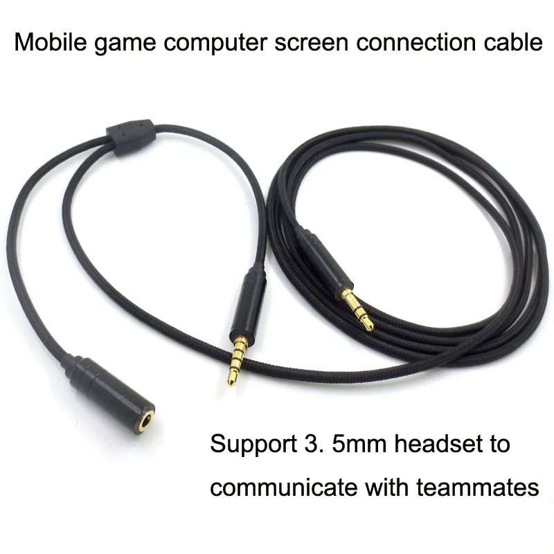 3.5mm Voice Party Live Recording Audio Cable Mobile Game Projection Computer Chat ... (Red Black)