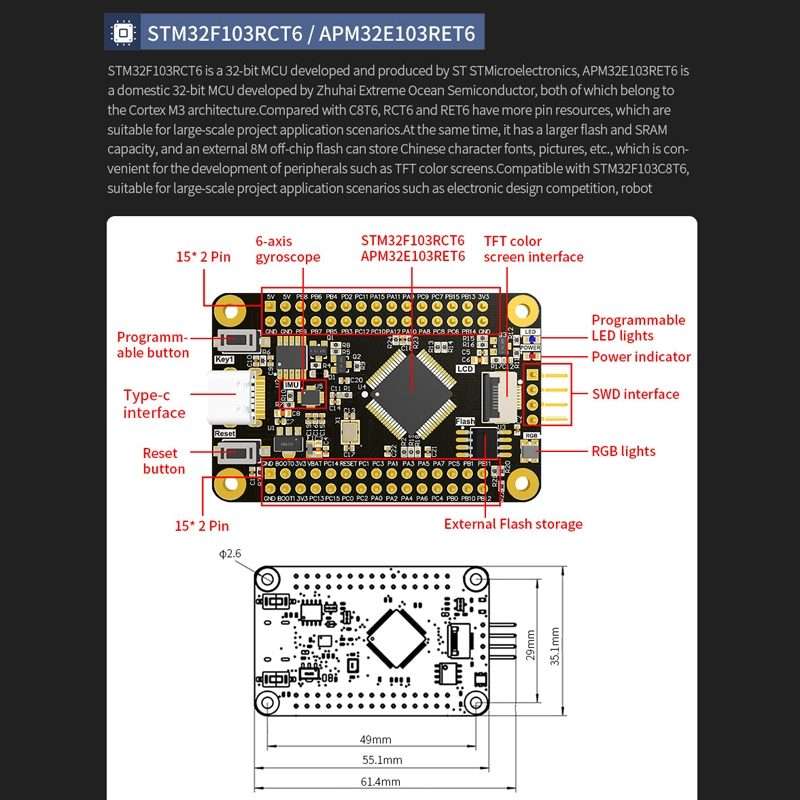 Yahboom MCU RCT6 Development Board STM32 Experimental Board ARM System Core Boar ... STM32F103RCT6