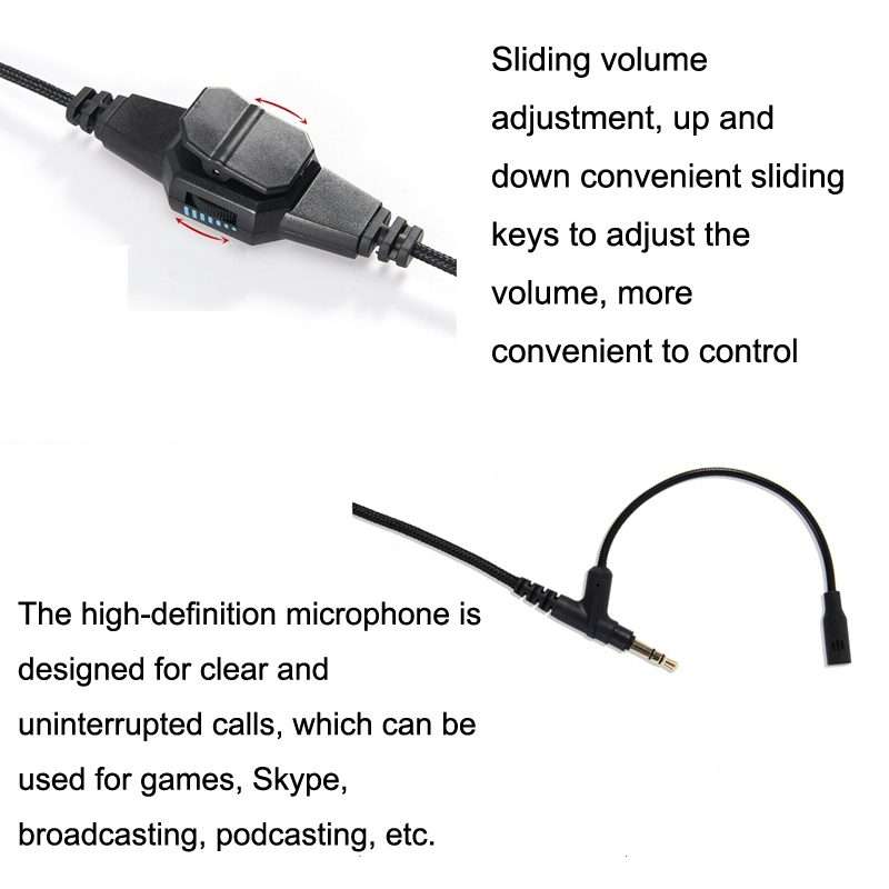 2m For Boom Microphone V-MODA Computer Gaming Headphone Cable(Gold Plug)