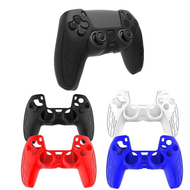 For PS5 Gamepad Silicone Case Non-slip Texture Thickened Protective Cover(White)