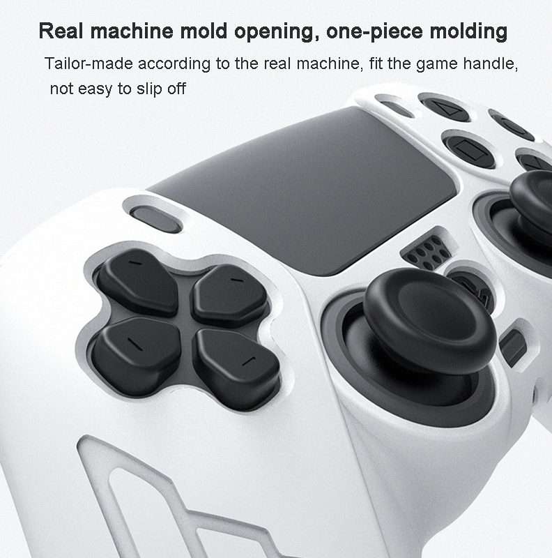 For PS5 Gamepad Silicone Case Non-slip Texture Thickened Protective Cover(White)