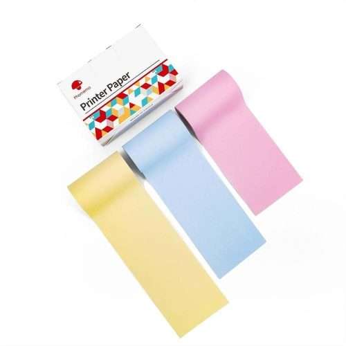 For Phomemo T02 3rolls Bluetooth Print ... 53mmx6.5m 5 Years Black on Yellow/Pink/Blue No Adhesive