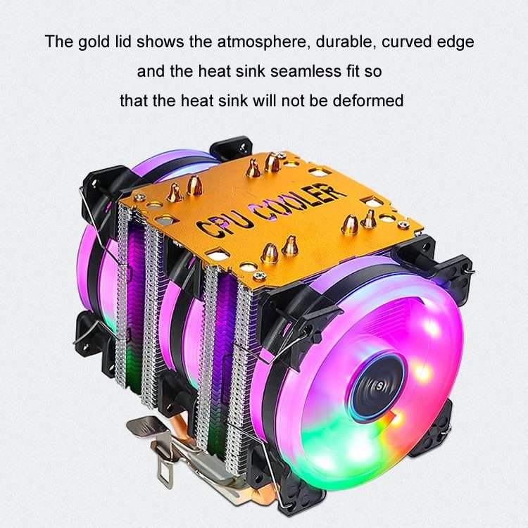 EVESKY 600 Desktop Computer 4 Copper Tube Mute CPU Cooling Fan, Color: No Light Three Fans