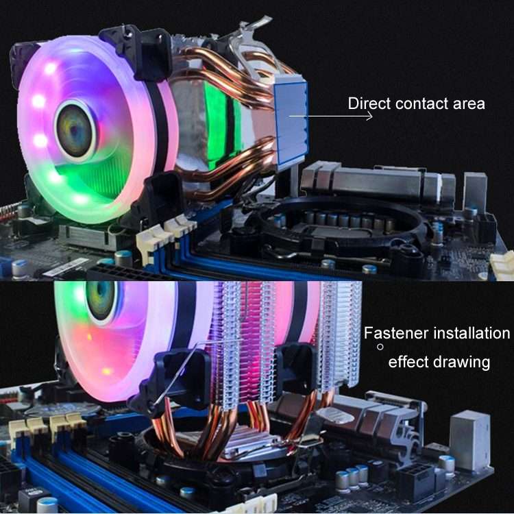 EVESKY 600 Desktop Computer 4 Copper Tube Mute CPU Cooling Fan, Color: No Light Three Fans