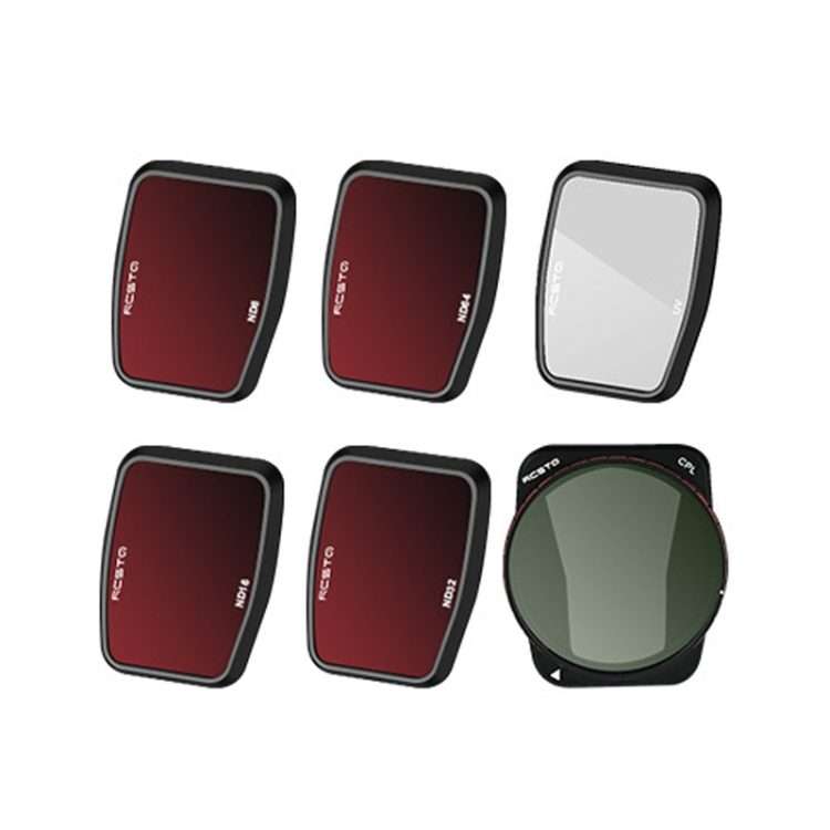 For DJI Air 3 RCSTQ Multi-Layer Coating Waterproof Filter, Spec: ND4/8/16/32/64+UV+CPL 6 -in-1