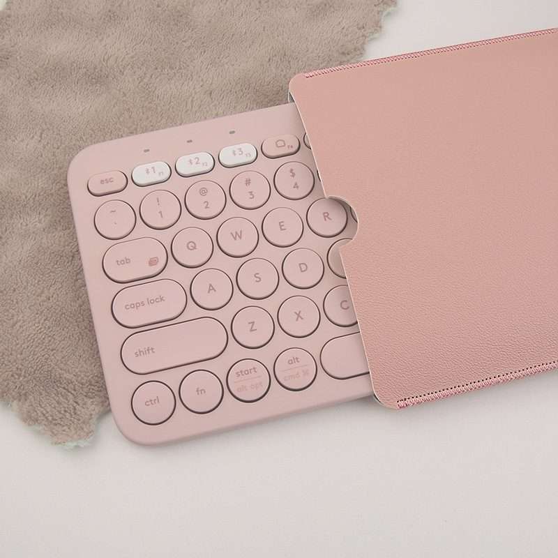 For Logitech K380 Leather Keyboard Thin and Lightweight Portable Liner Bag Waterproof P ... (Pink)