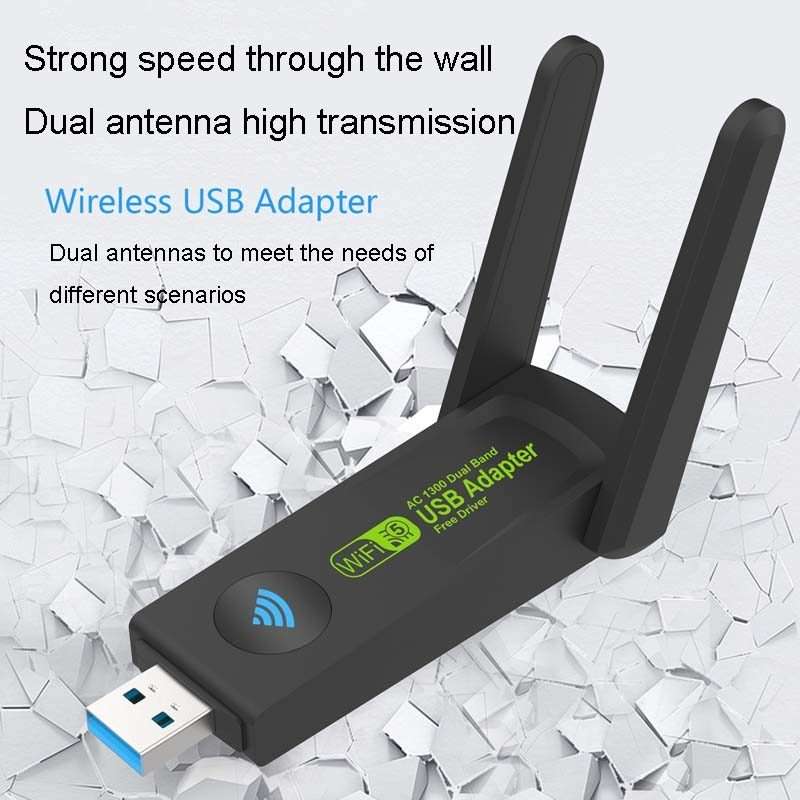 1300Mbps Wireless Network Card Gigabit Dual Band 5G Driverless Computer USB Network Card, Scope: 6