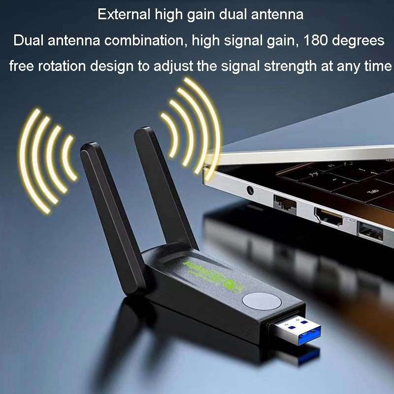 1300Mbps Wireless Network Card Gigabit Dual Band 5G Driverless Computer USB Network Card ... 1300m