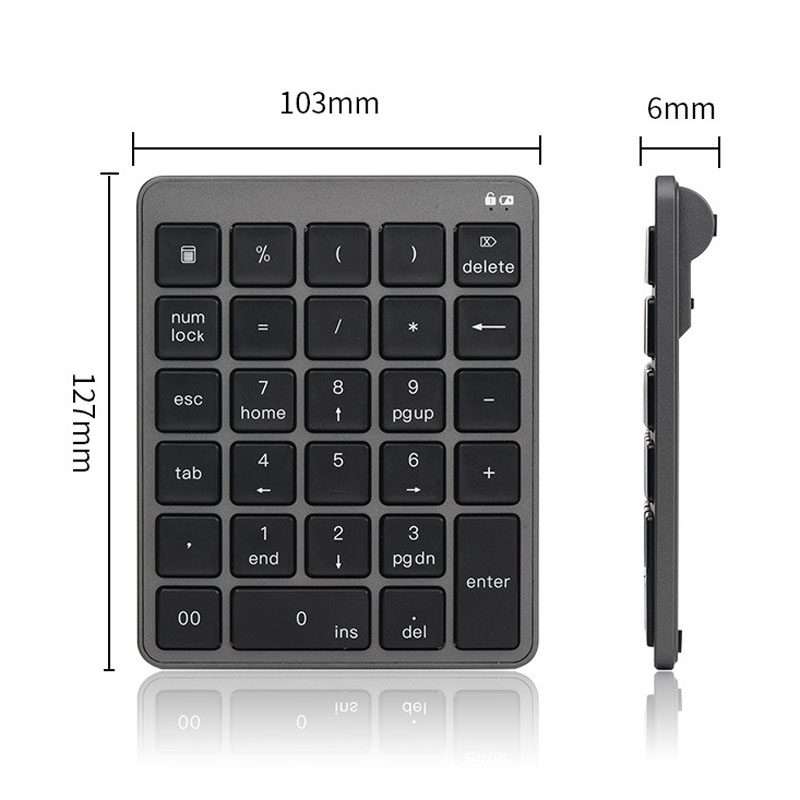 KN-980 28 Keys Portable Wireless Digital Quiet Keypad Computer External Digital Passwor ... (Gray)