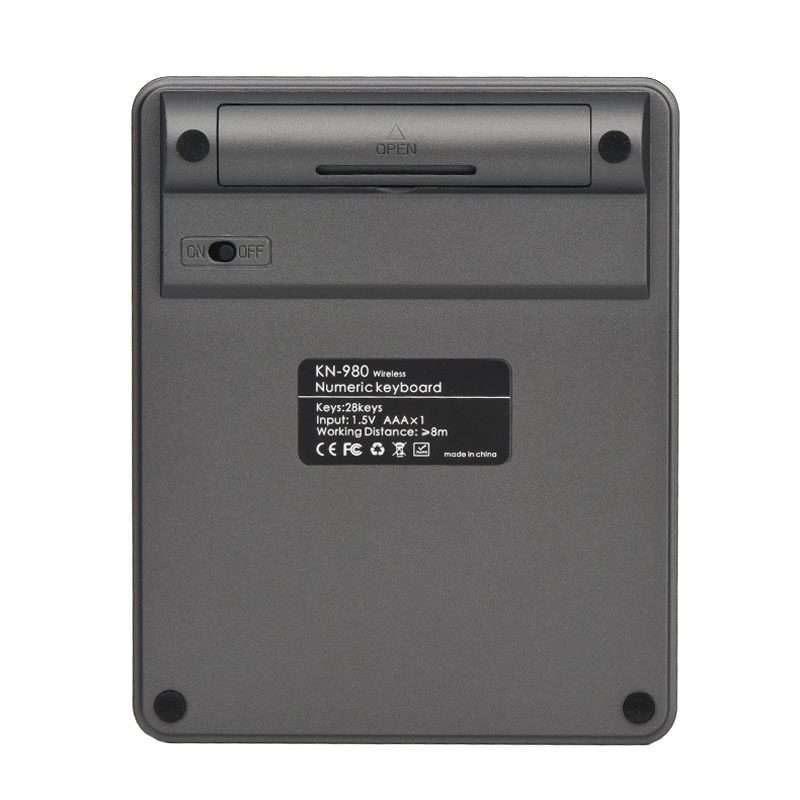 KN-980 28 Keys Portable Wireless Digital Quiet Keypad Computer External Digital Passwor ... (Gray)