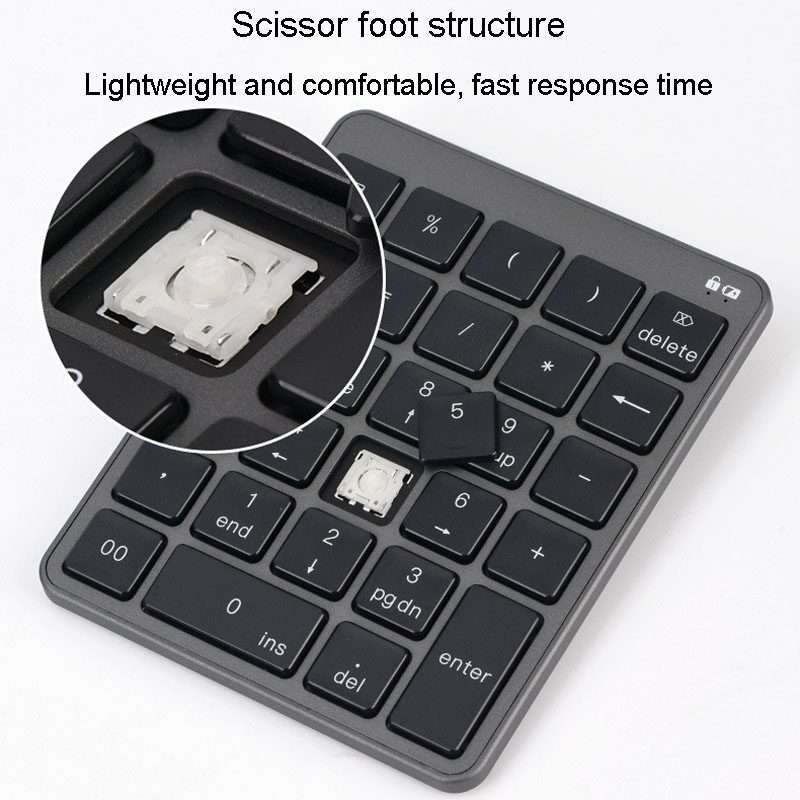 KN-980 28 Keys Portable Wireless Digital Quiet Keypad Computer External Digital Passwor ... (Gray)