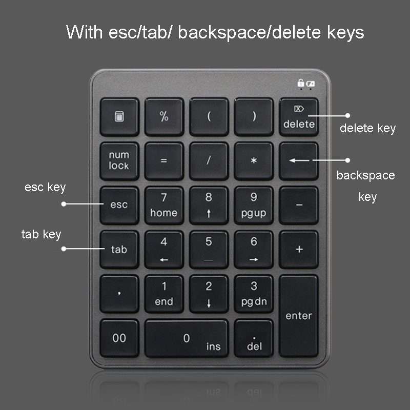 KN-980 28 Keys Portable Wireless Digital Quiet Keypad Computer External Digital Passwor ... (Gray)