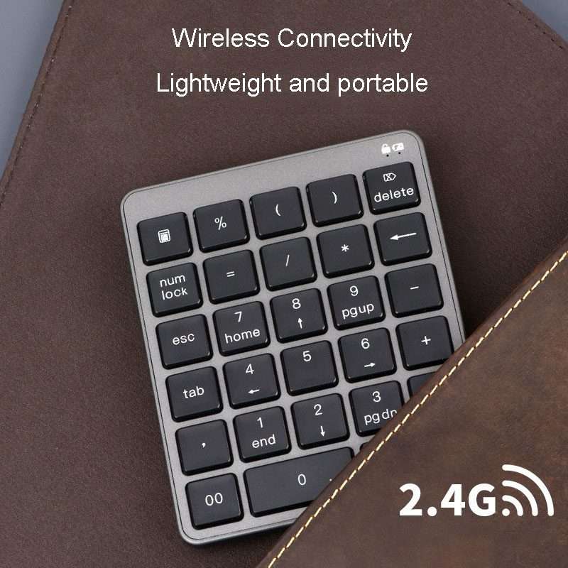 KN-980 28 Keys Portable Wireless Digital Quiet Keypad Computer External Digital Passwor ... (Gray)