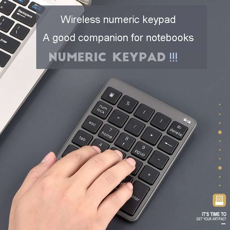 KN-980 28 Keys Portable Wireless Digital Quiet Keypad Computer External Digital Passwor ... (Gray)