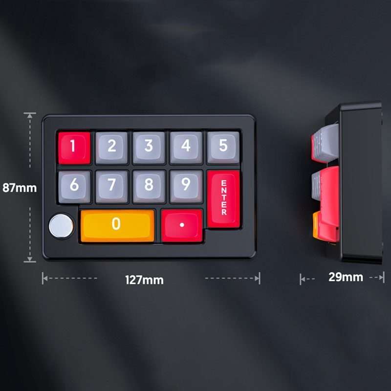 MKESPN 13 Keys RGB Multi-Function Macro Programming Mechanical Keypad Wired With Knob ... (Black)