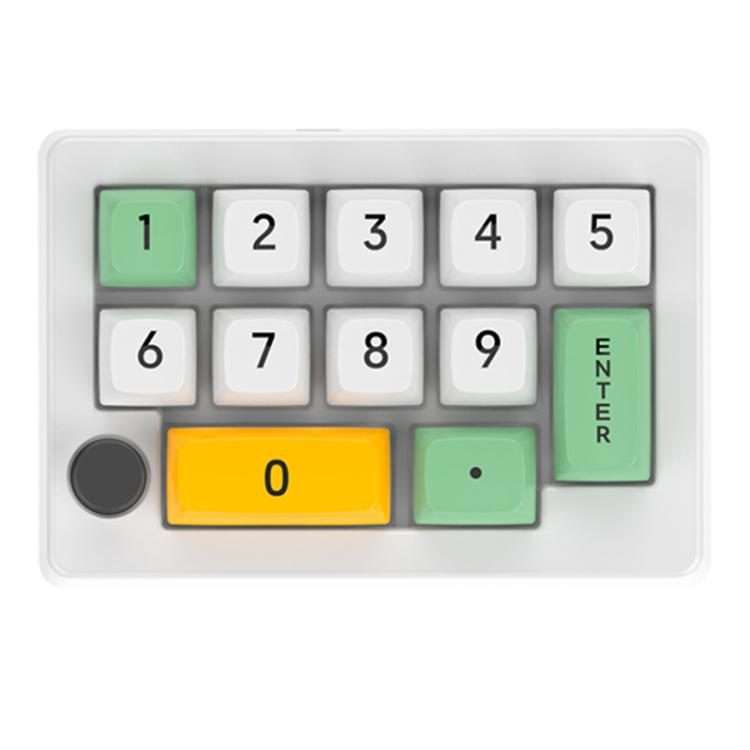 MKESPN 13 Keys RGB Multi-Function Macro Programming Mechanical Keypad Wired With Knob ... (White)