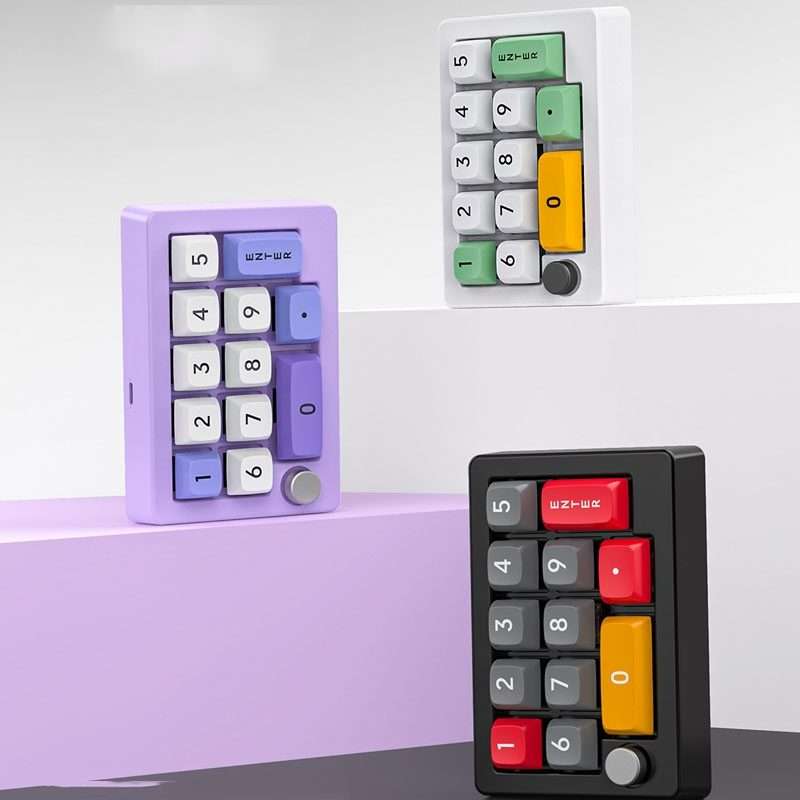 MKESPN 13 Keys RGB Multi-Function Macro Programming Mechanical Keypad Wired With Knob ... (White)