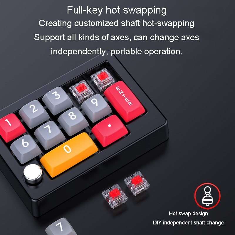 MKESPN 13 Keys RGB Multi-Function Macro Programming Mechanical Keypad Wired With Knob ... (White)